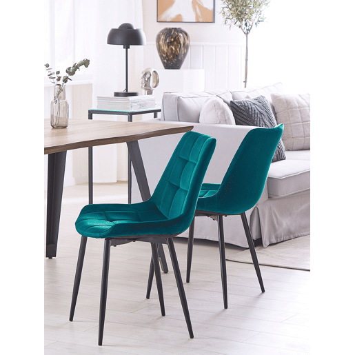 Conjunto de 2 cadeiras de jantar MELROSE Veludo Turquesa
