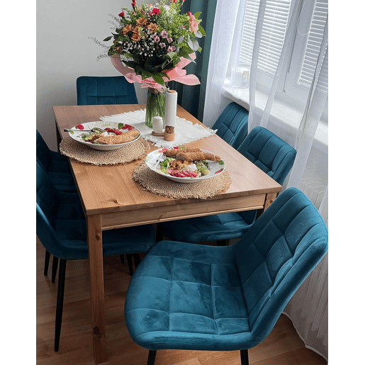Conjunto de 2 cadeiras de jantar MELROSE Veludo Turquesa