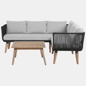 Conjunto de sofás de jardim de canto 5 lugares ALCAMO à esquerda Madeira de acácia Preto