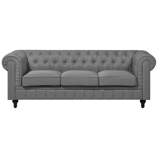 Conjunto de sala de estar CHESTERFIELD Tecido Cinzento claro 4 lugares