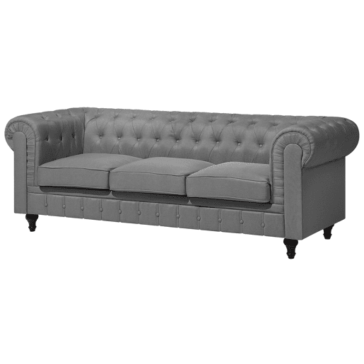 Conjunto de sala de estar CHESTERFIELD Tecido Cinzento claro 4 lugares