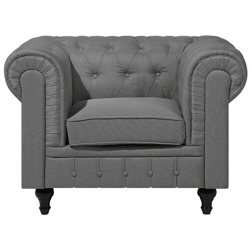 Conjunto de sala de estar CHESTERFIELD Tecido Cinzento claro 4 lugares