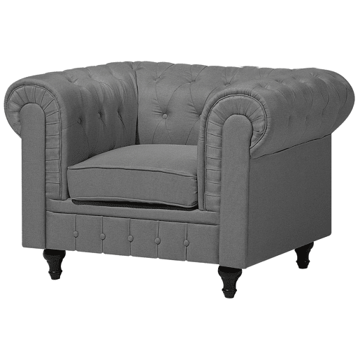Conjunto de sala de estar CHESTERFIELD Tecido Cinzento claro 4 lugares