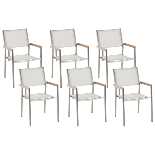 Conjunto de 6 cadeiras de jardim GROSSETO Aço inoxidável Branco