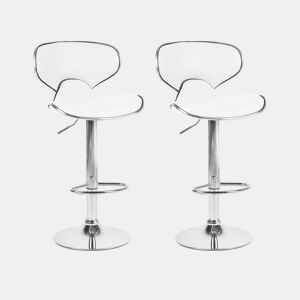 Conjunto de 2 bancos de bar CONWAY Pele sintética Branco