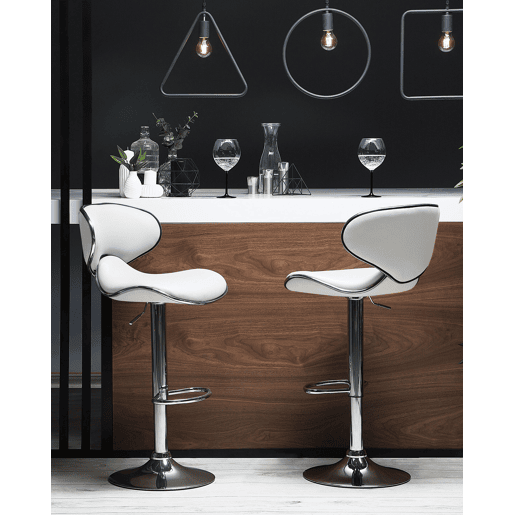 Conjunto de 2 bancos de bar CONWAY Pele sintética Branco