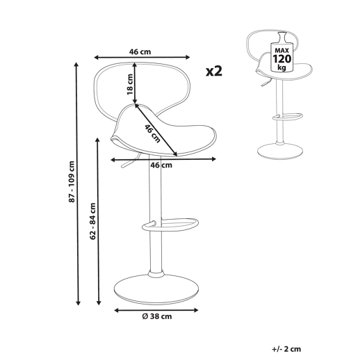 Conjunto de 2 bancos de bar CONWAY Pele sintética Branco