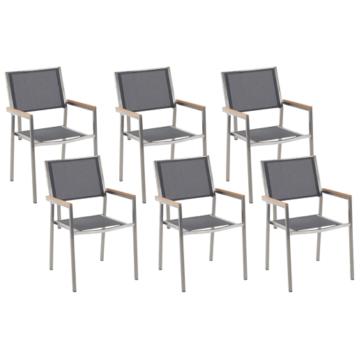 Conjunto de 6 cadeiras de jardim GROSSETO Aço inoxidável Cinzento