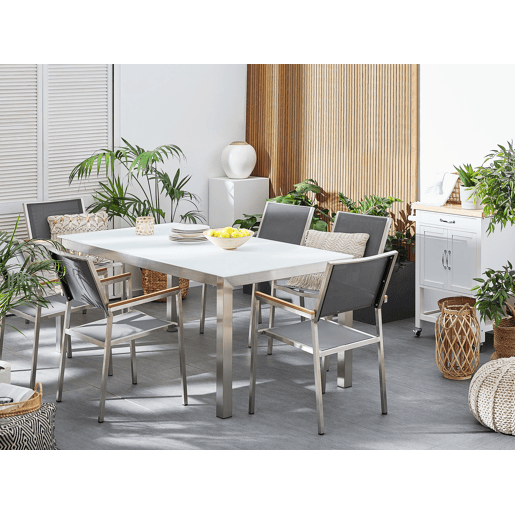 Conjunto de 6 cadeiras de jardim GROSSETO Aço inoxidável Cinzento