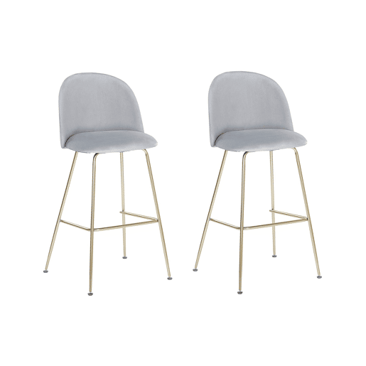 Conjunto de 2 bancos de bar ARCOLA Veludo Cinzento claro