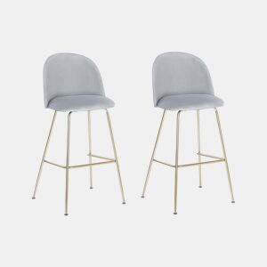 Conjunto de 2 bancos de bar ARCOLA Veludo Cinzento claro