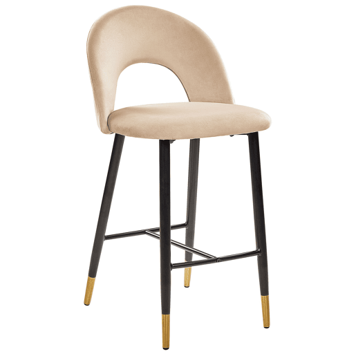 Conjunto de 2 bancos de bar FALTON Veludo Creme