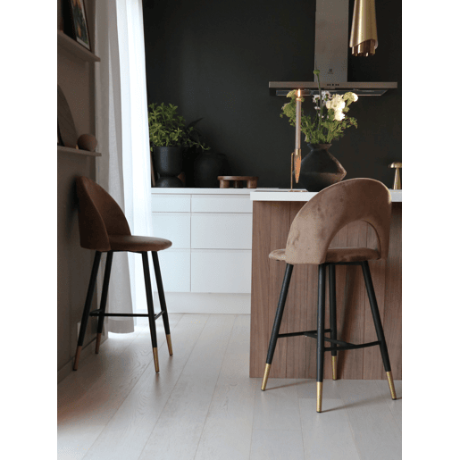 Conjunto de 2 bancos de bar FALTON Veludo Creme