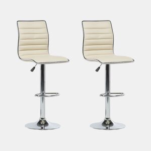 Conjunto de 2 bancos de bar LUCERNE Pele sintética Creme claro