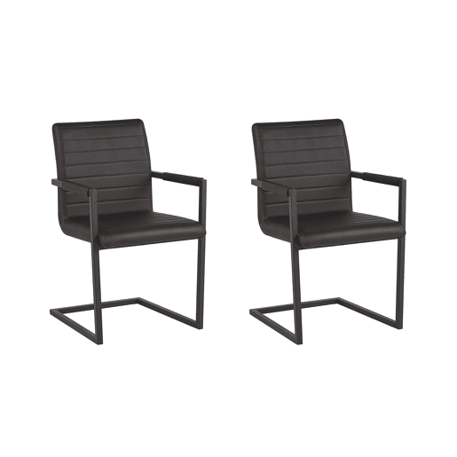 Conjunto de 2 cadeiras de reunião BUFORD Pele sintética Preto
