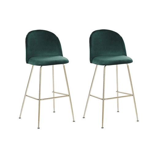 Conjunto de 2 bancos de bar ARCOLA Veludo Verde esmeralda