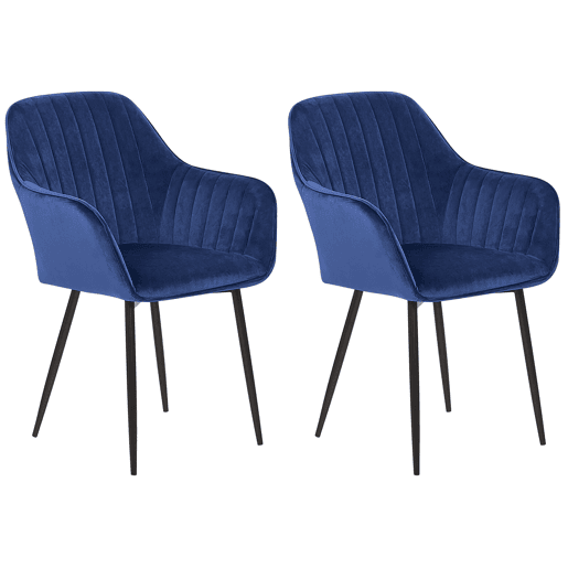 Conjunto de 2 cadeiras de jantar WELLSTON Veludo Azul escuro