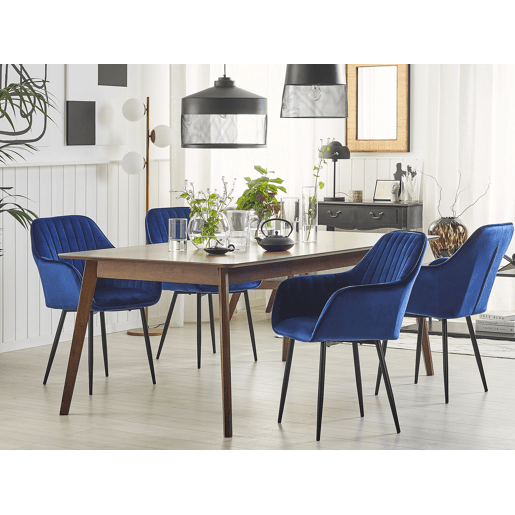 Conjunto de 2 cadeiras de jantar WELLSTON Veludo Azul escuro