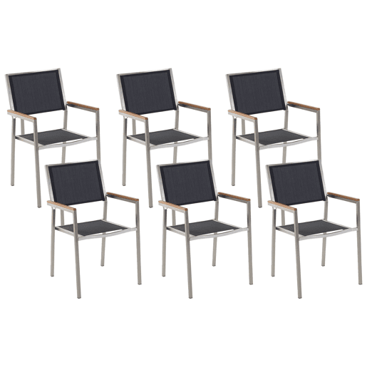 Conjunto de 6 cadeiras de jardim GROSSETO Aço inoxidável Preto