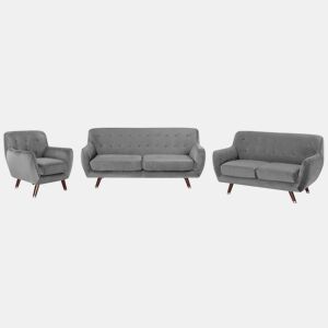 Conjunto de sala de estar BODO Veludo Cinzento 6 lugares