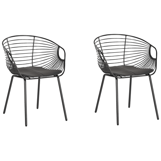 Conjunto de 2 cadeiras de jantar HOBACK Metal Preto