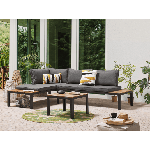 Conjunto de sofás de jardim de canto 4 lugares PIENZA à direita Cinzento