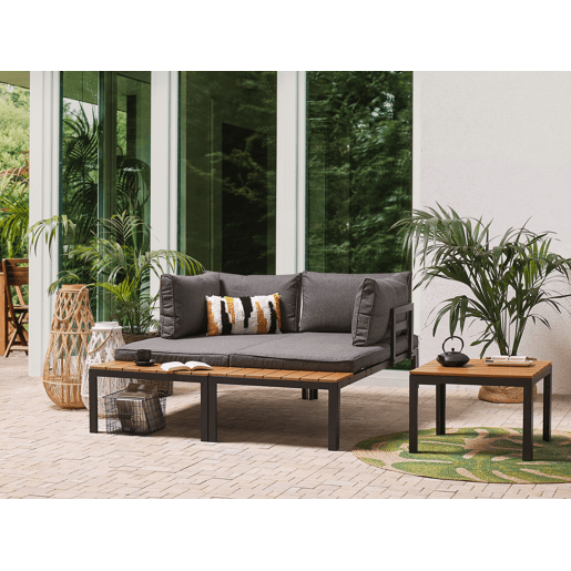 Conjunto de sofás de jardim de canto 4 lugares PIENZA à direita Cinzento
