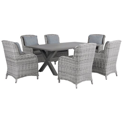 Conjunto de refeições de jardim 6 lugares CASCAIS com almofadas Cinzento