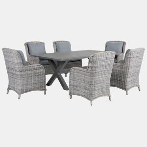 Conjunto de refeições de jardim 6 lugares CASCAIS com almofadas Cinzento
