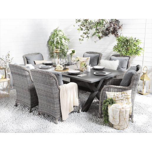 Conjunto de refeições de jardim 6 lugares CASCAIS com almofadas Cinzento