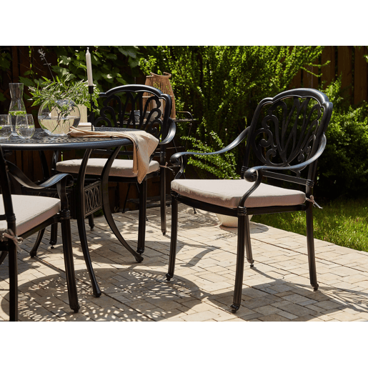 Conjunto de 4 cadeiras de jardim com almofadas ANCONA Metal Preto