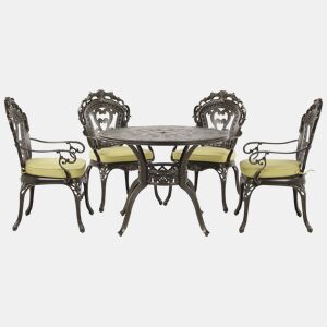 Conjunto de refeições de jardim 4 lugares SAPRI com almofadas Metal Castanho escuro