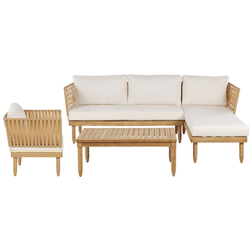 Conjunto de jardim com mesa 4 lugares CREMONA à esquerda Madeira de acácia Branco creme
