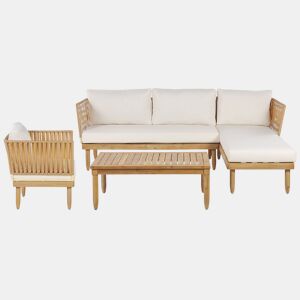 Conjunto de jardim com mesa 4 lugares CREMONA à esquerda Madeira de acácia Branco creme