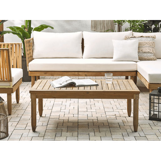 Conjunto de jardim com mesa 4 lugares CREMONA à esquerda Madeira de acácia Branco creme