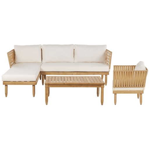 Conjunto de jardim com mesa 4 lugares CREMONA à esquerda Madeira de acácia Branco creme