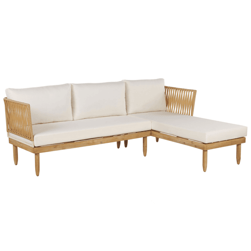 Conjunto de jardim com mesa 4 lugares CREMONA à esquerda Madeira de acácia Branco creme