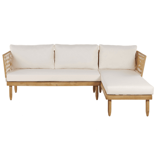 Conjunto de jardim com mesa 4 lugares CREMONA à esquerda Madeira de acácia Branco creme