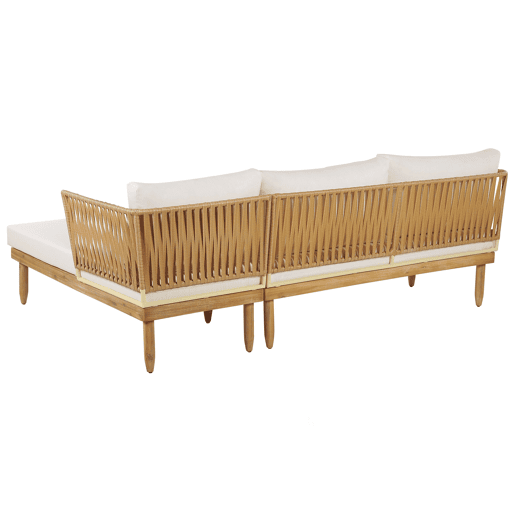 Conjunto de jardim com mesa 4 lugares CREMONA à esquerda Madeira de acácia Branco creme