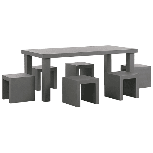 Conjunto de refeições de jardim com tamboretes 6 lugares TARANTO Betão Cinzento