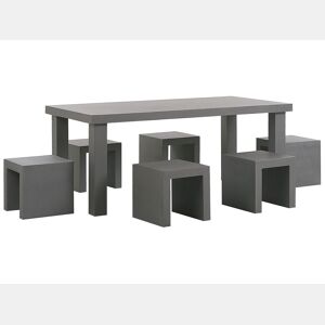 Conjunto de refeições de jardim com tamboretes 6 lugares TARANTO Betão Cinzento