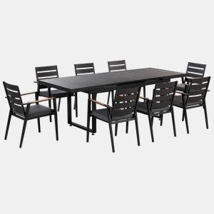 Conjunto de refeições de jardim 8 lugares VALCANETTOTAVIANO com almofadas Metal Preto