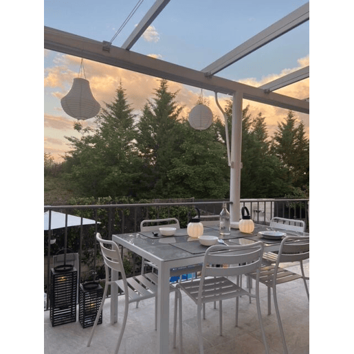 Mesa de refeição de jardim CATANIA 160 cm 91 cm Vidro Cinzento