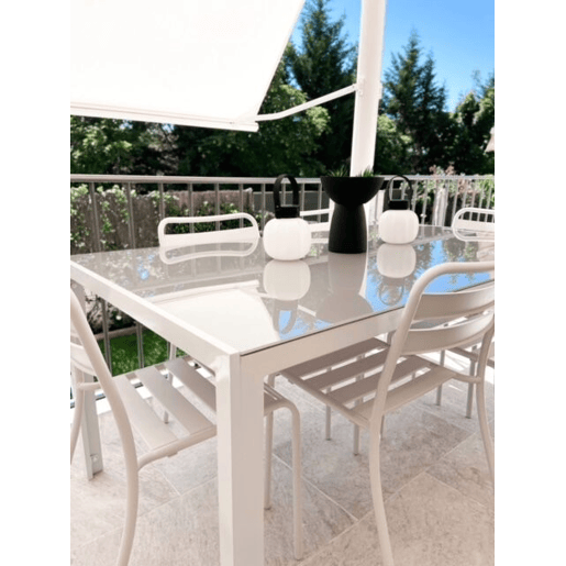 Mesa de refeição de jardim CATANIA 160 cm 91 cm Vidro Cinzento
