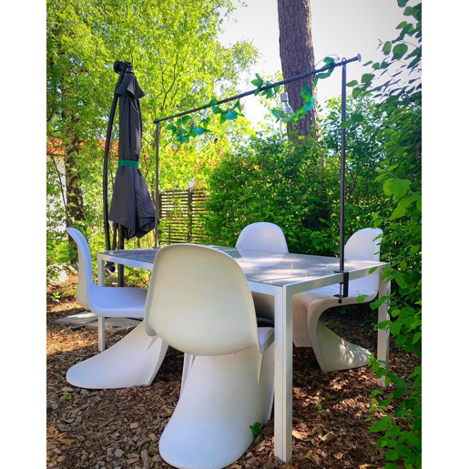 Mesa de refeição de jardim CATANIA 160 cm 91 cm Vidro Cinzento