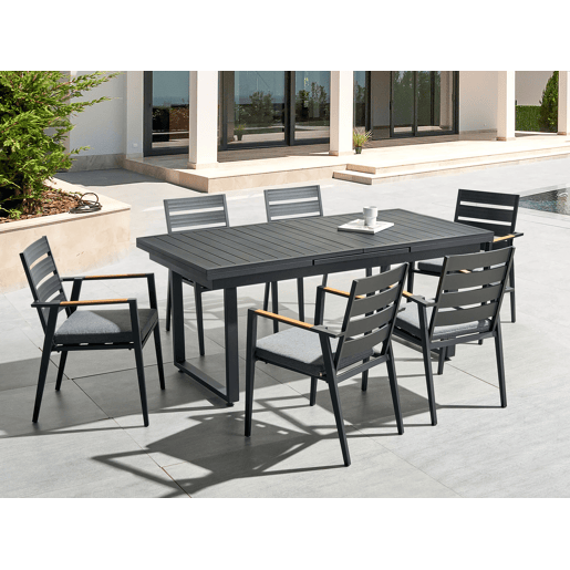 Conjunto de 6 cadeiras de jardim com almofadas TAVIANO Metal Preto