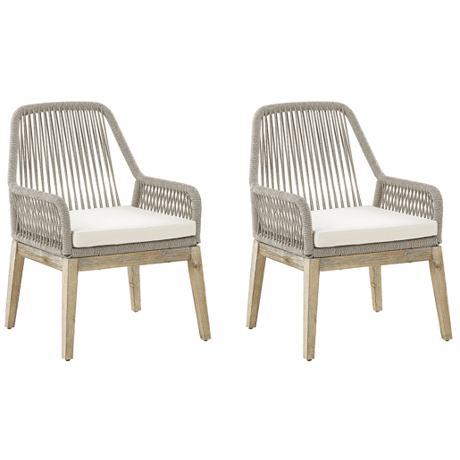Conjunto de 2 cadeiras de jardim com almofadas OLBIA Creme