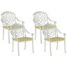 Conjunto de 4 cadeiras de jardim com almofadas ANCONA Metal Branco creme