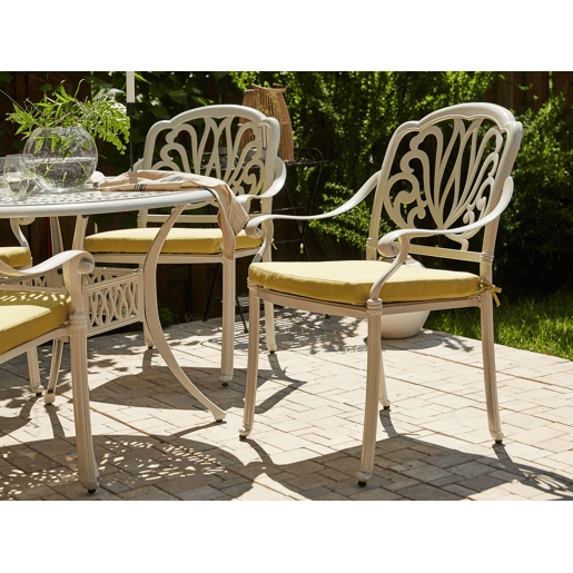 Conjunto de 4 cadeiras de jardim com almofadas ANCONA Metal Branco creme