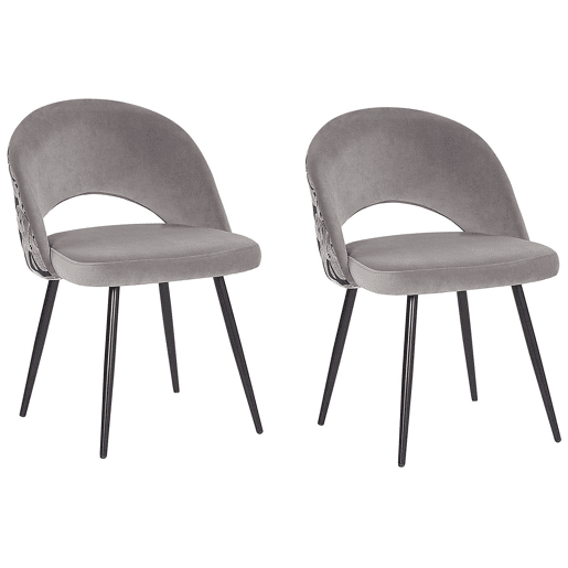 Conjunto de 2 cadeiras de jantar VIVIAN Veludo Cinzento